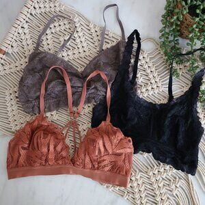 LOT of 3 Lace Bralette Mixed Brands Urban Outfitters Aerie Xhilaration
